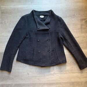 Ann Taylor LOFT Tweed Double Breasted Blue Blazer Size 10